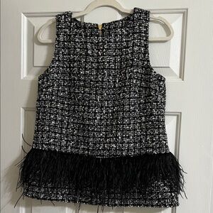 Sail to Sable Black and White Tweed Top